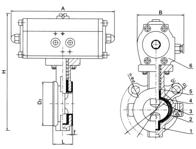 D671(半襯)、D671Fs(全襯)氣動(dòng)對(duì)夾襯氟塑料蝶閥